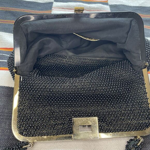 Vintage 40’s/50’s Corde Bead Handbag. Black Beaded With Gold Hardware. Rare. - Picture 11 of 16